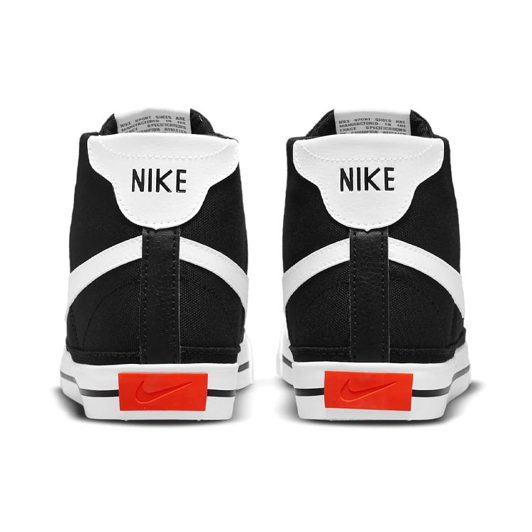 Nike Court Legacy Canvas Mid Black White Women Sneakers Team-Orange DD0161-001