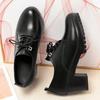Spring Autumn Lace-up Thick Sole Women Pumps Shoes High Heels Comfortable Breathable Square Heel Solid Soft Leather Shoes