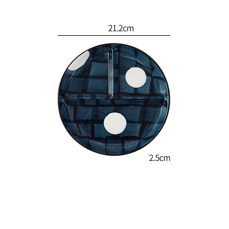 Японская керамическая тарелка с отделениями для домашних фруктов, овощей, круглая подглазурная разделительная тарелка с диском