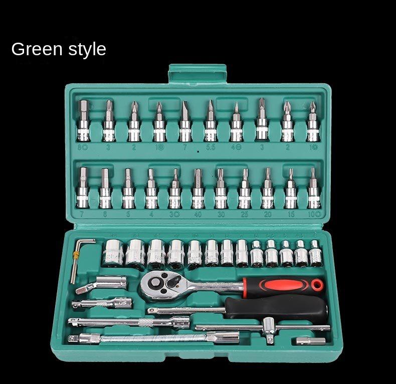 Набор гаечных ключей, набор торцевых ключей с храповым механизмом, 46 шт., гаечный ключ с метрической головкой и удлинителем для ремонта автомобиля, набор инструментов