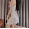 Summer Sexy Lace Trim Ice Silk Nightdress - Women's Sleeveless Solid Color Pajamas for Boudoir