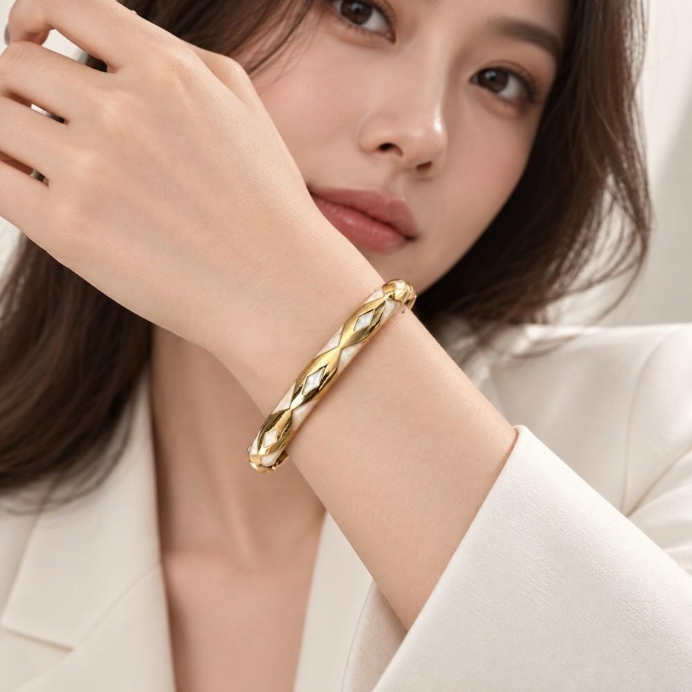 Gold Plated Bangle Bracelet Drip Oil Finish Bangle Jewelry Gift Wrist Jewelry Party Daily Wear