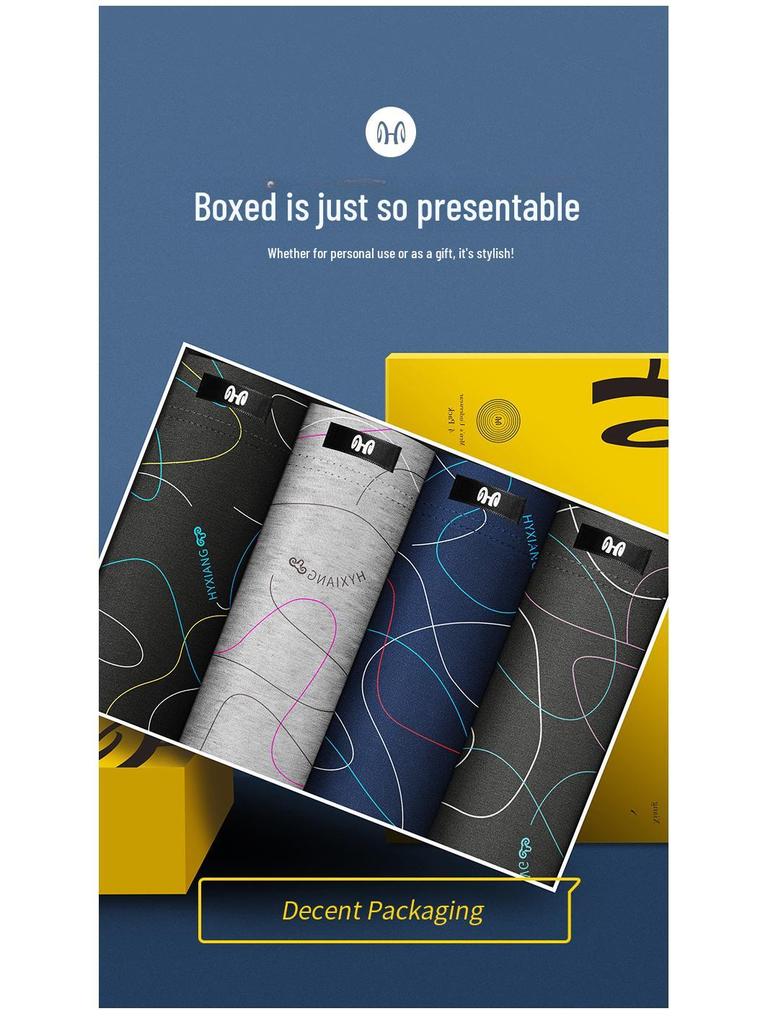 Мужские летние хлопковые трусы-боксеры, тонкие и дышащие, базовый стиль для мальчиков, прохладные, набор из 4 штук в коробке.