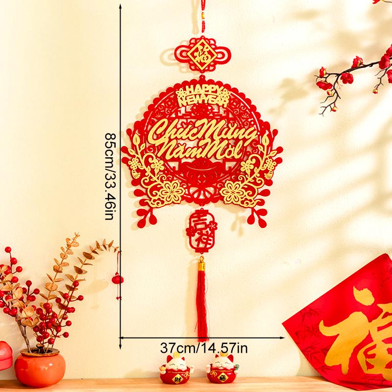 1pc Vietnam Spring Festival Chinese Knot with Tassel Lunar 2025 Durable Hanging Pendant New Year Home Decor