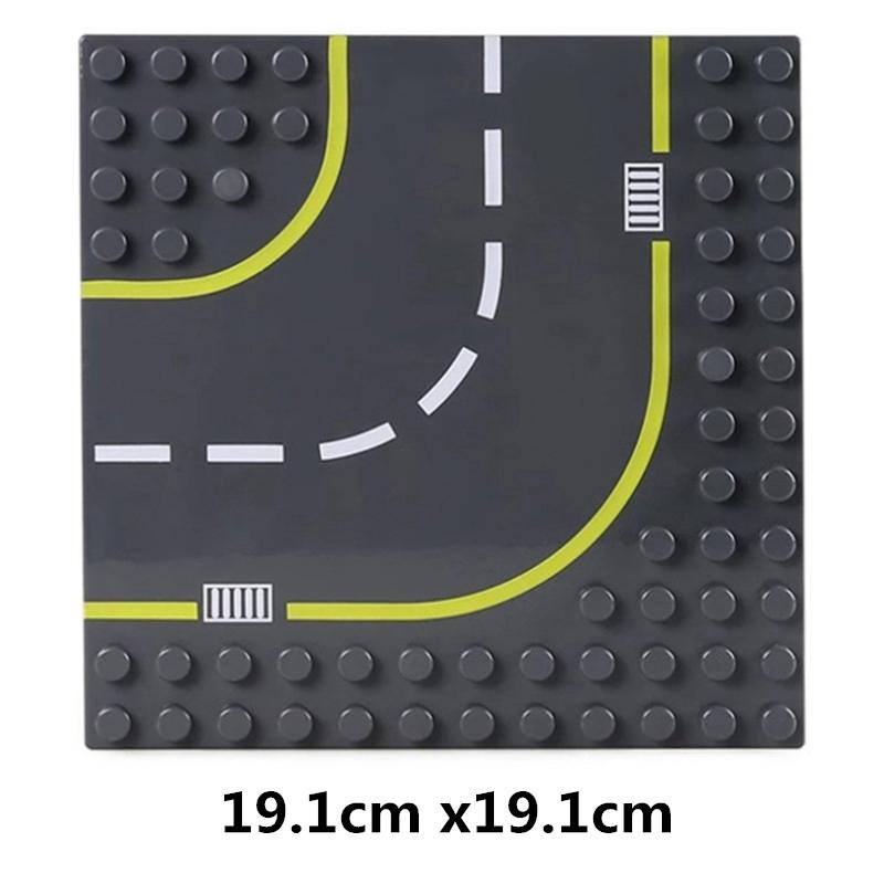 Большие частицы, городская дорога, улица, базовая пластина, прямая кривая, строительные блоки, совместимые с Duplo кирпичи, базовая пластина, детские игрушки