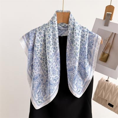 Luxury Paisley Print Shawl Square Scarf for Women Soft Satin Wraps Neckerchief Female Hair Bands Ribbon Headband Bandana