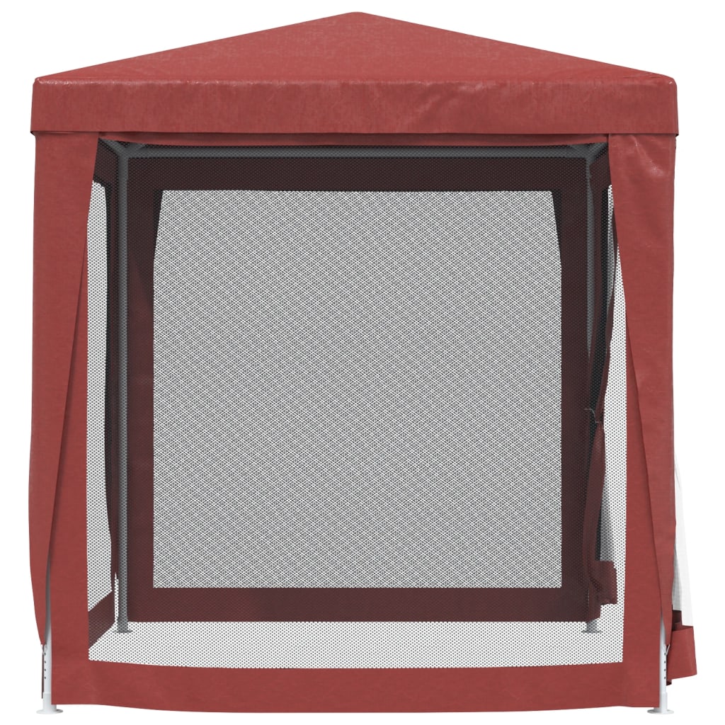 Party Tent with 4 Mesh Side Walls Red 2x2 m HDPE