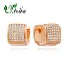 MINTHA Clip Earrings Trendy Fashion Jewelry Square Cubic Zirconia Stud Earrings For Women Rose Gold Color Earrings