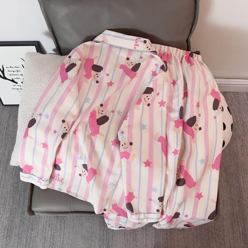 Милый кавайный комплект из двух частей с принтом «звезда, собака, письмо», Y2K, милая повседневная домашняя одежда, женская пижама, новая осенняя пижама с V-образным вырезом для женщин