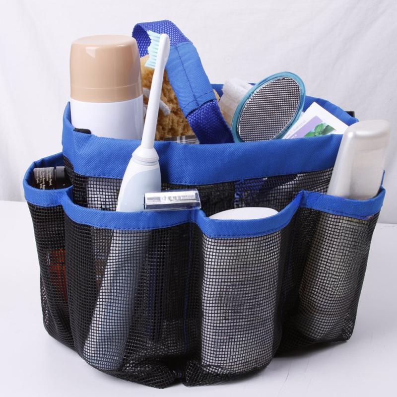 Подвесная сетчатая душевая кабина, переносная сумка-тоут для душа с 8 карманами, большая вместимость, быстросохнущий душ