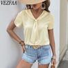 Женские модные повседневные летние весенние однотонные блузки и рубашки с v-образным вырезом и короткими рукавами с принтом