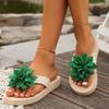 Мода 2025 Мода Цветочный Декор Шлепанцы Женские Летние Пляжные Нескользящие Платформенные Тапочки Женские Легкие На Плоской Подошве Каблуки Сандалии с Перемычкой для Пальца