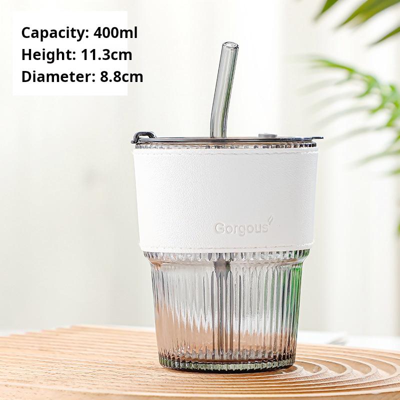 400 мл полосатый стеклянный стакан прозрачные стаканы с крышкой и соломинкой кружка для льда кофе чашка для чая стакан для сока стакан для молока вода стакан посуда для напитков