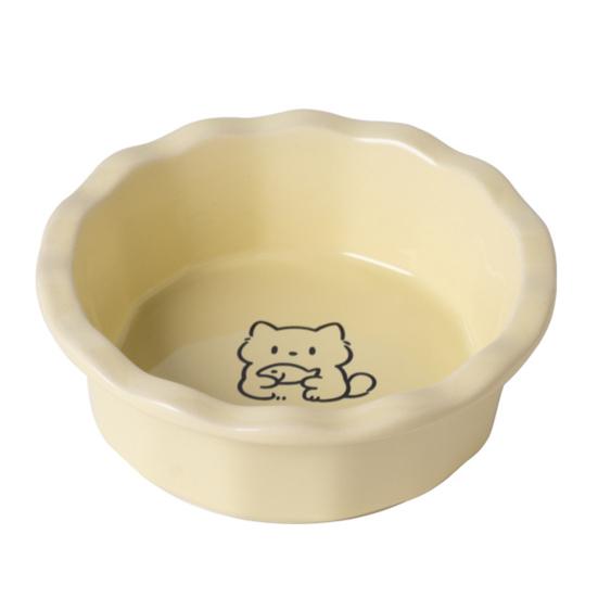 Ceramic Cat Bowl, Round Cat Food Bowl, Easy to Clean, Non-Slip Weighted Food Bowl for Cats And Small Dogs