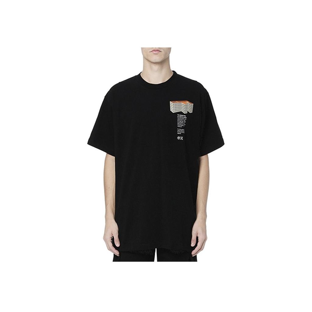 Off-White Футболка с коротким рукавом и логотипом Rationalism, мужские топы, черный OMAA038R201850071088