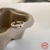 BFCLUB  Silver Color Black Heart Ring For Women Fine Jewelry Finger Adjustable Open Vintage Ring For Party Birthday Gift