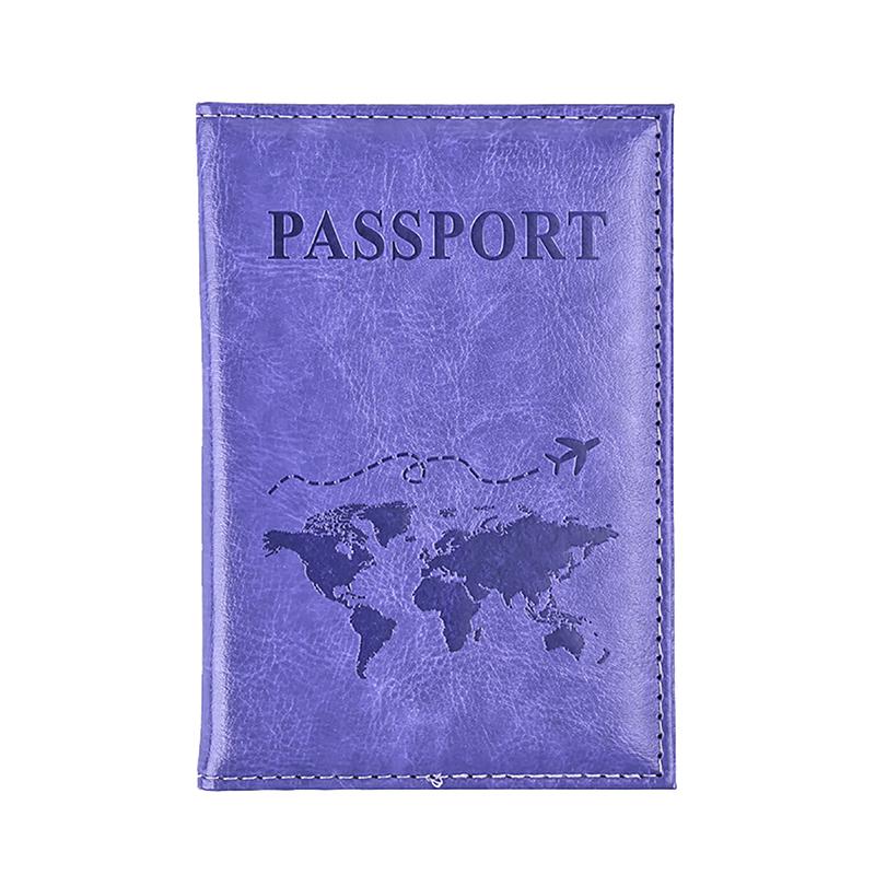 Pu Leather Card Case Cover Unisex Simple Passport Cover World Thin Slim Travel Passport Holder Wallet Gift