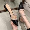 2025 New Women Shoes Heeled Slippers Pointed Toe  Low Heeled Pumps Female Fashion Designer Casual Shoes  Summer Sandals