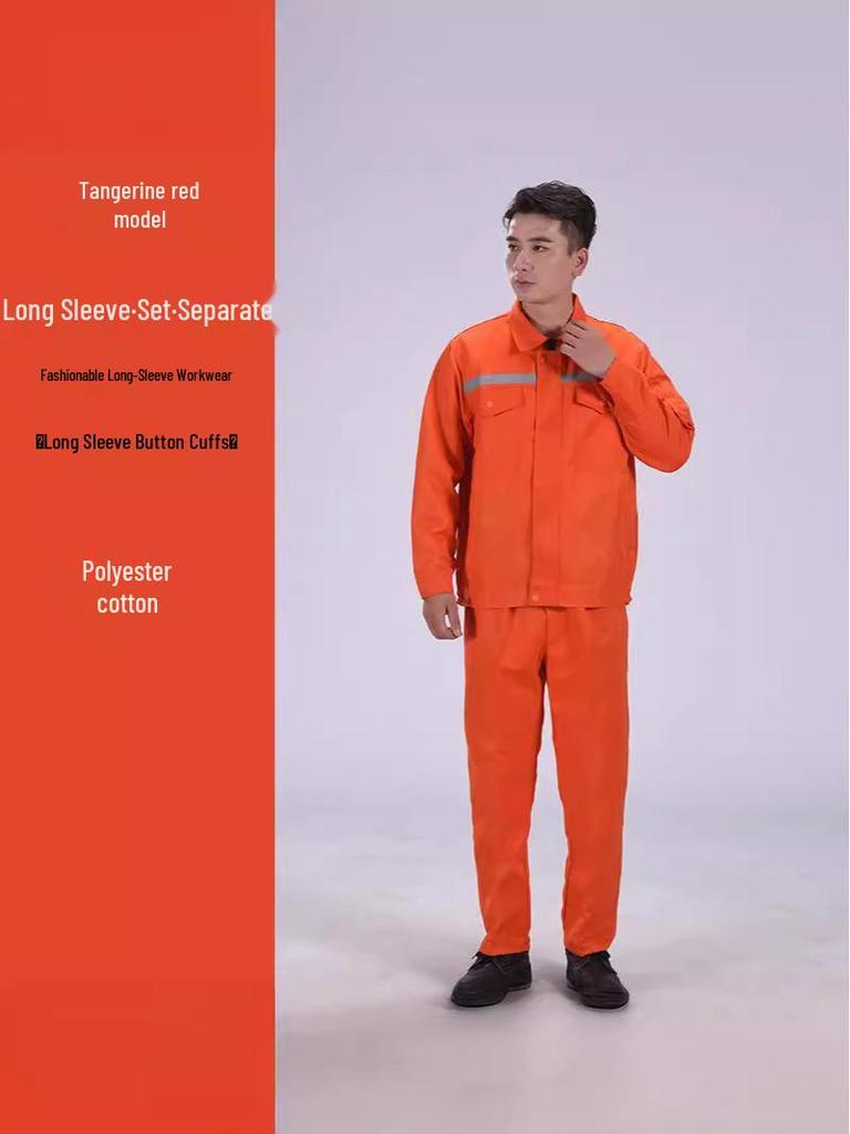 Мужской комплект рабочей одежды с длинным рукавом: Прочная защита труда, униформа для авторемонта и готовая к работе на площадке