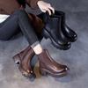 Thick Soles And Thick Heels Genuine Leather Women's Boots Versatile Casual Plush Boots
