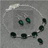 Chrome Diopside Oval Shape Gemstone Solitaire Jewelry Set Gift Necklace Earrings