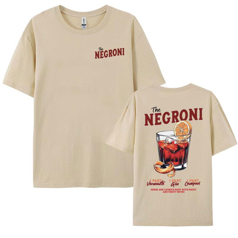 Negroni Cocktail Drink Funny Meme Graphic Tee Shirt Men Womens Harajuku Cartoon Aesthetic Tshirt Oversized 100 Cotton T Shirt