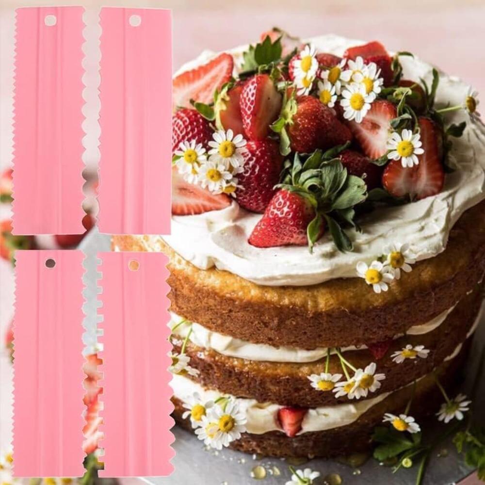 4Pcs Plastic Cake Scraper Stripes Edge Side Cake Pattern Cream Scraper Cake Decorating Comb DIY Baking Tools Baking Accessories