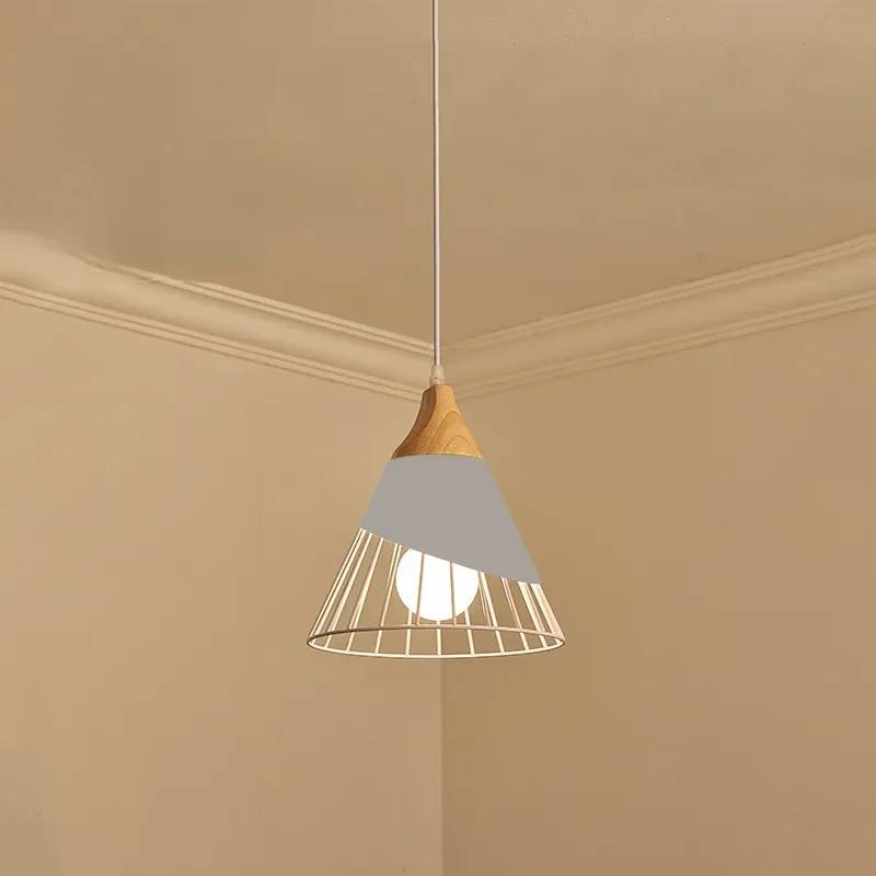 Многоцветная люстра из дерева для кафе и ресторана, подвесные светильники из железа, подвесной светильник E27, скандинавский современный домашний декор, бытовая техника
