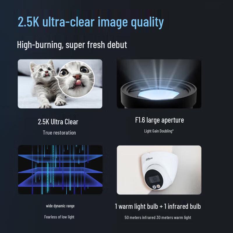 Dahua 4MP 2.5K Full-Color PoE Dome Security Camera CN plug (adapter included)