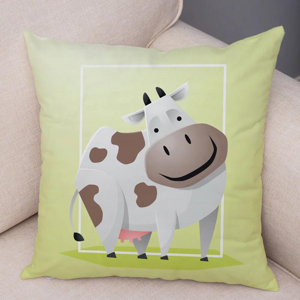Милый мультяшный животный декор, наволочка, свинья, медведь, корова, акула, диван, наволочка для комнаты, детский сад, дом