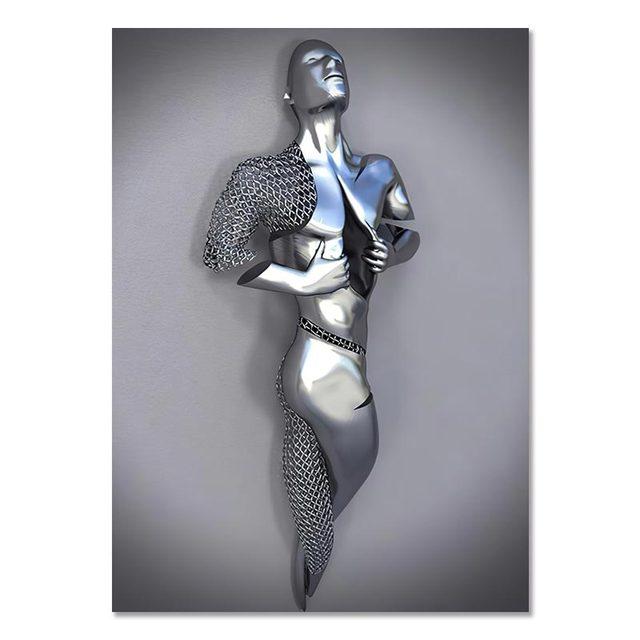 Frame Metal Figure Statue Canvas Painting Romantic Abstract Posters Prints Wall Art Pictures Modern Living Room Decorations