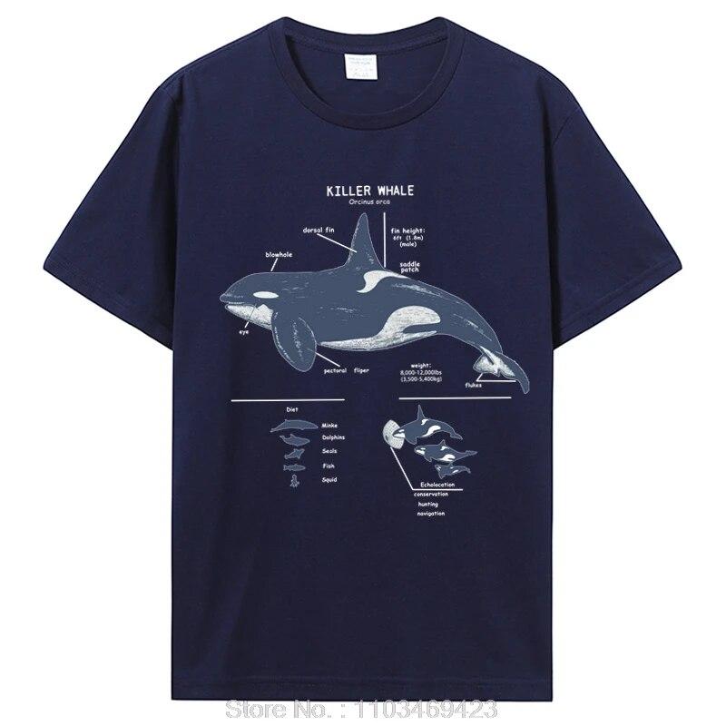 Забавная пляжная футболка с изображением косатки, анатомии морской биологии, дикой природы, уличная футболка, подарок на день рождения, летняя футболка, одежда