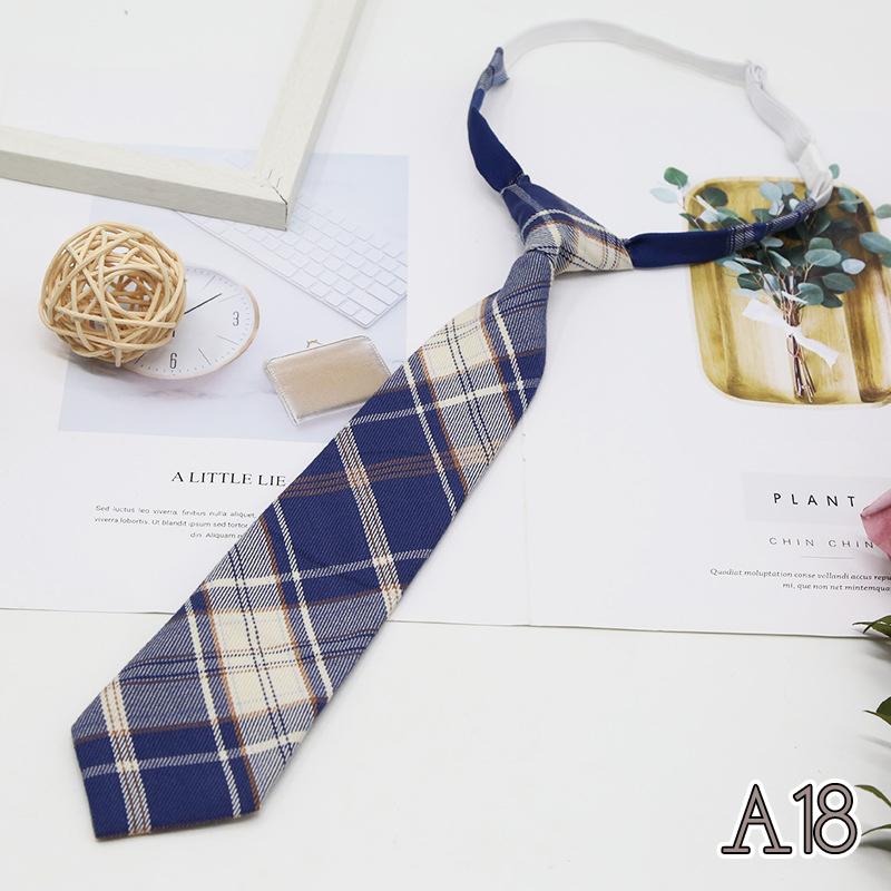Creative Knot-Free Tie Student Preppy Print Color Plaid Jk Tie