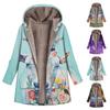 Spring Thick Coat Hooded Zipper Long Sleeve Large Outwear Fashion Print with Pockets Winter Clothing