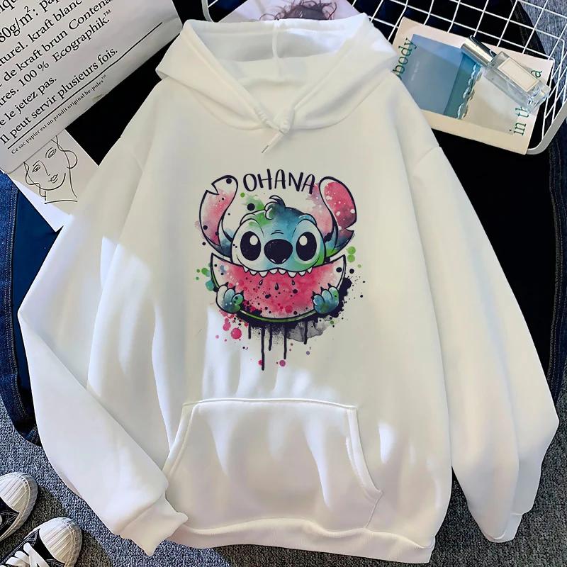 Disney Pattern Women's Sweatshirt Cartoon Cute Lilo Stitch Print Loose Clothing Comfortable Couple Hoodie Autumn and Winter