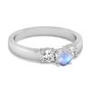Moonstone Elegant Three Stone Ring - 925 Sterling Silver