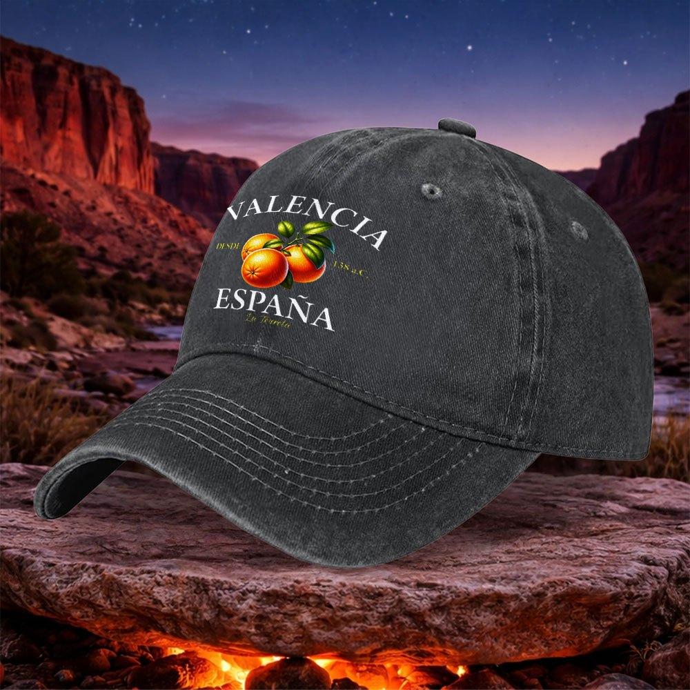 Spanish Orange Vintage Unisex Washable Baseball Cap Casual Black Outdoor Hat for Camping Hiking Sports Fishing