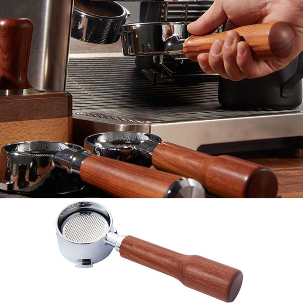 Wood Handle Bottomless Coffee Portafilter 3 Ear Espresso Machine Replacement Parts Barista