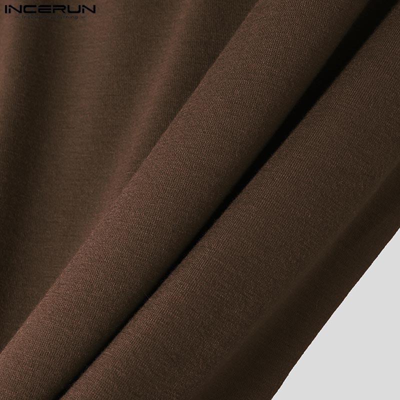 INCERUN Мужские квадратные воротники с длинным рукавом, повседневные, облегающие, нестандартные футболки, топы