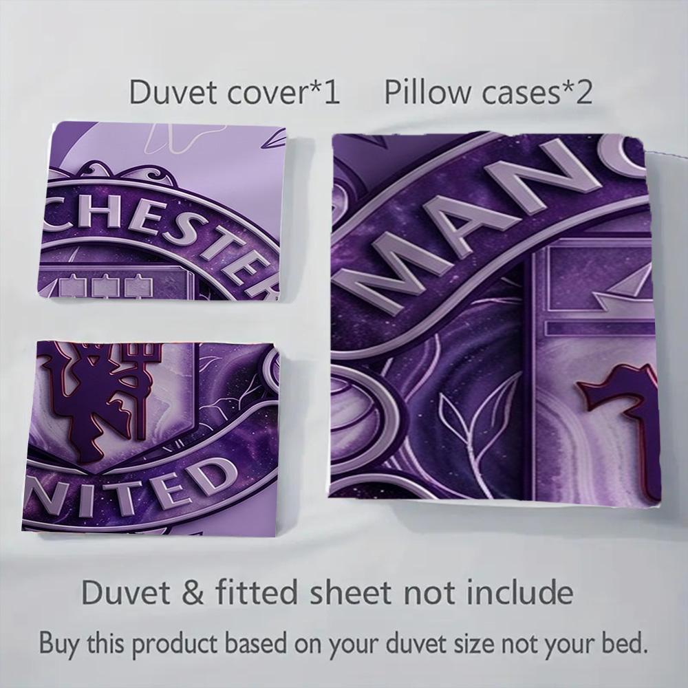 Manchester Emblem Display Bedding (1 * duvet cover + 2 * pillowcase, without core) 2D Flat Bedding set Christmas birthday gift