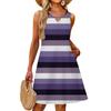 Женское модное повседневное летнее платье с полосатым принтом и карманом, пляжное праздничное платье-жилет