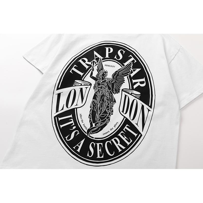 741 Trapstar London 2025 Лето Новая Высококачественная Хлопковая Круглая Горловина Свободная Футболка Большого Размера Для Мужчин и Женщин Парная Футболка