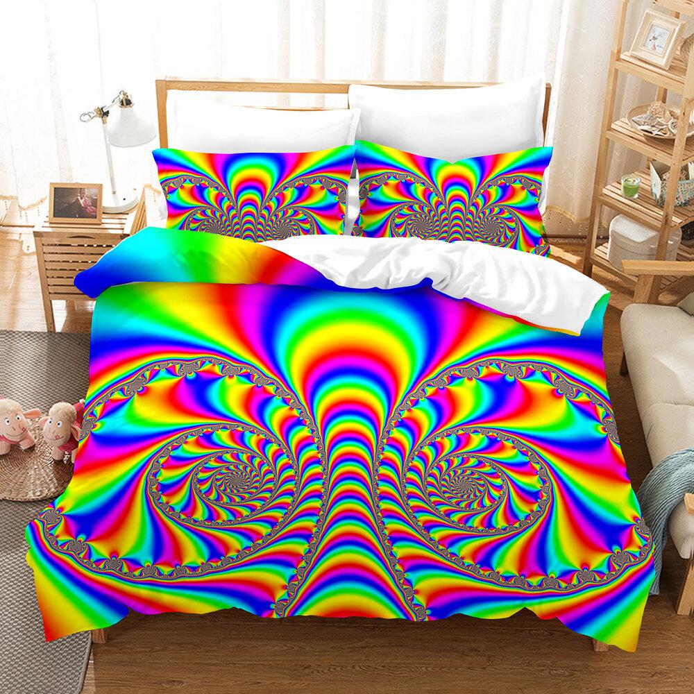 Art Visual Space 3D Digital Printing Three-Piece Quilt Cover Sheet Kit