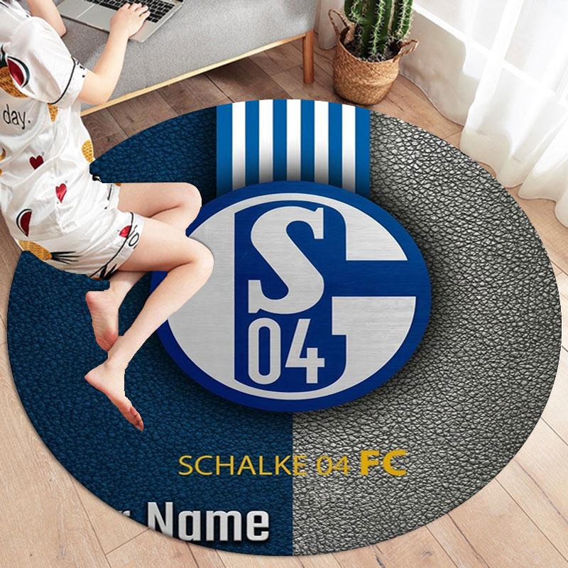 FC Schalke 04 Custom Name Round Area Rug,Carpet Rug for Living Room Bedroom Sofa Playroom Decor,Non-slip Floor Mat