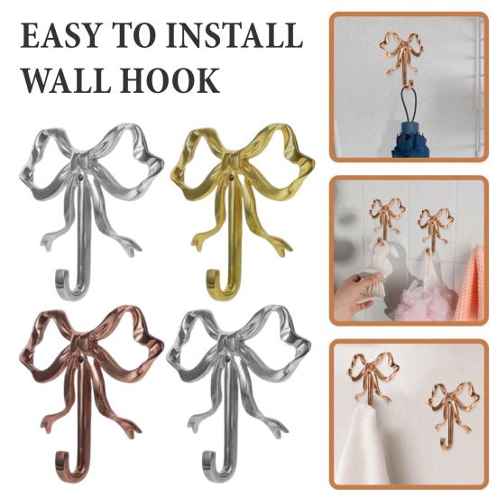 Metal Bow Shape Wall Hooks Decorative Key Bag Hanging Hook Load-bearing Towel Hat Jacket Key Holder for Home Decor