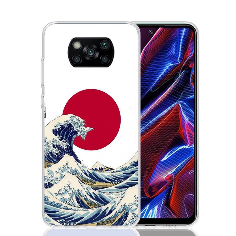 Japanese Style Wave Art Case Phone Cover for Xiaomi Redmi Note 10 9 9S 8 8T 7 5 Pro Mi 12T 11T 10T 9T 12 11 Lite A3 A2 Trend Fun