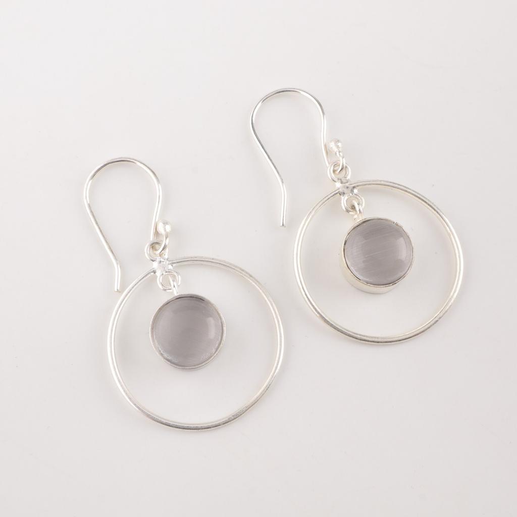 Селенит Драгоценный камень 925 Стерлинговое серебро Ювелирные изделия Ручной работы Серьги 1,60" Подарок для нее EE-5-50