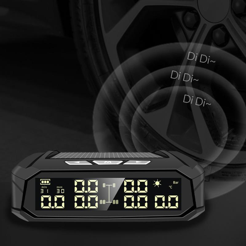 E-ACE K10 Солнечная TPMS Автомобильная система сигнализации давления в шинах Система контроля температуры шин Цифровой дисплей Автоматические системы охранной сигнализации с 4 датчиками
