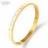 Colorful Enamel Wave Point Design Bangles & Bracelets for Women Round Gold Color Bangles Stainless Steel Bangles Wedding