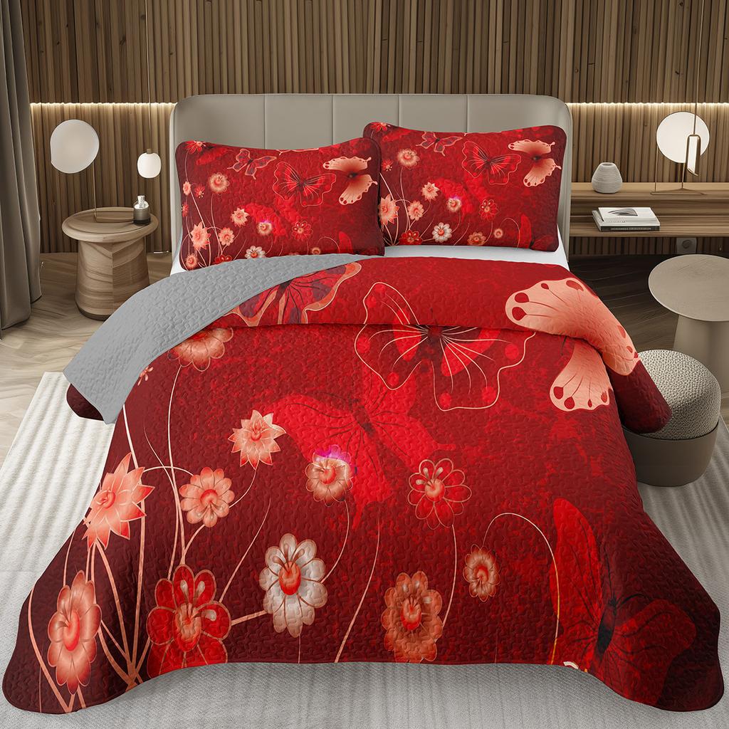 Покрывало с бабочками Твин/Квин/Кинг Акварельный ботанический цветочный стеганый двусторонний комплект постельного белья в стиле фэнтези